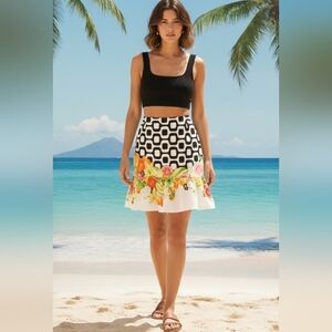 {ISOLDA} Rio Tropical Fruit Print Skirt